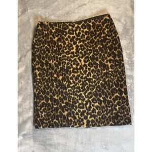 Talbots Petites 4P Wool Blend Pencil Skirt Leopard Animal Print Lined Career